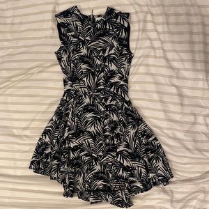 H&M black and white tropical pattern A-line dress